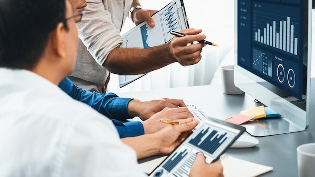 Data analysts team of office worker collaborate on Bi dashboard Prudent