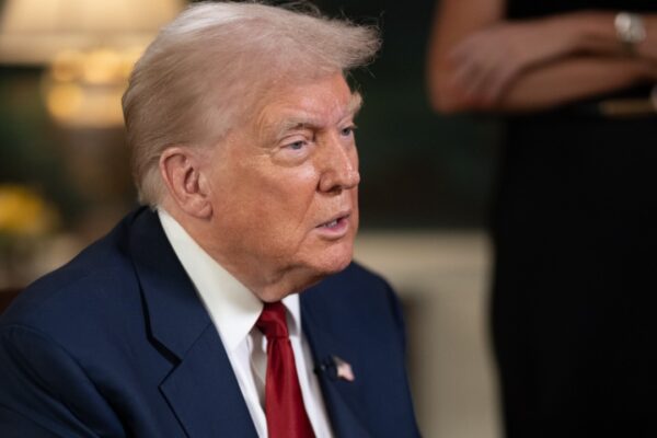 President Donald Trump participates in an interview with Rob Finnerty of Newsmax (54693890778)