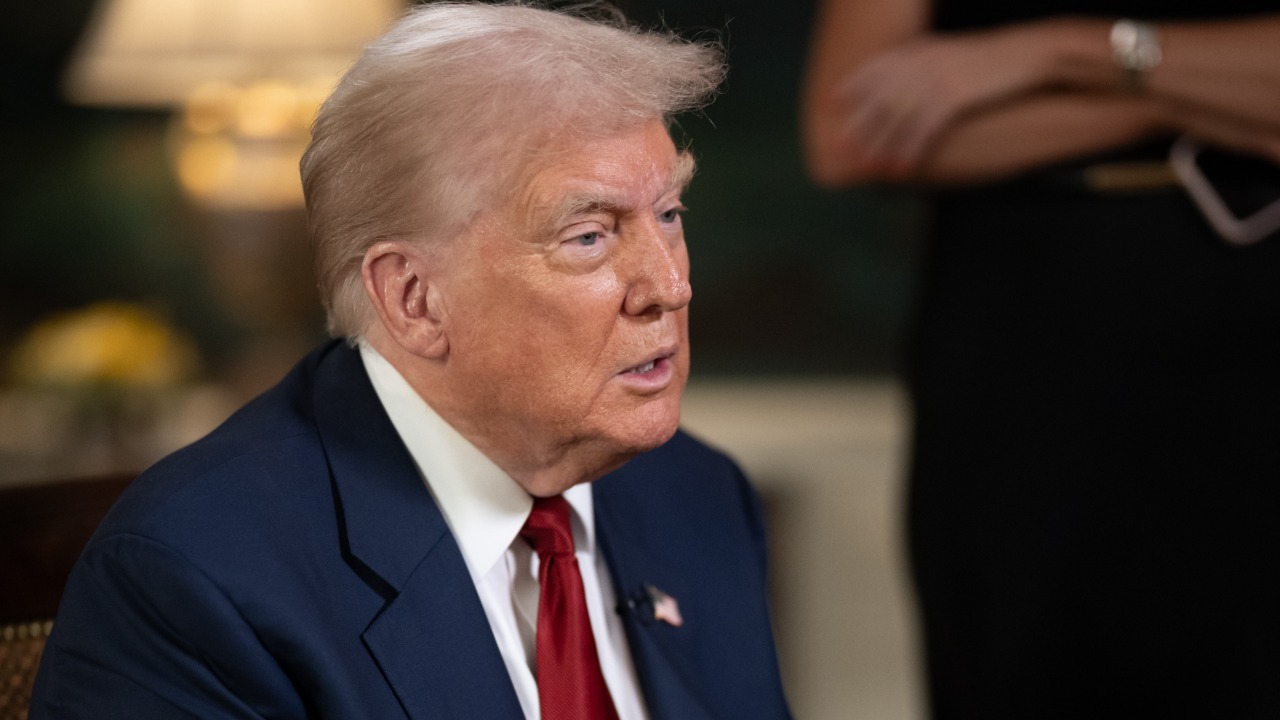 President Donald Trump participates in an interview with Rob Finnerty of Newsmax (54693890778)