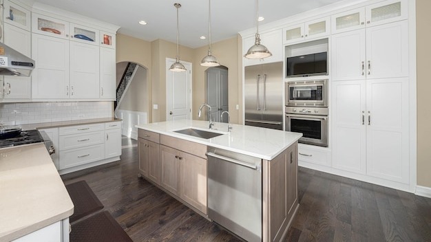 Kitchen renovation project has been remodeled with new cabinets and countertops