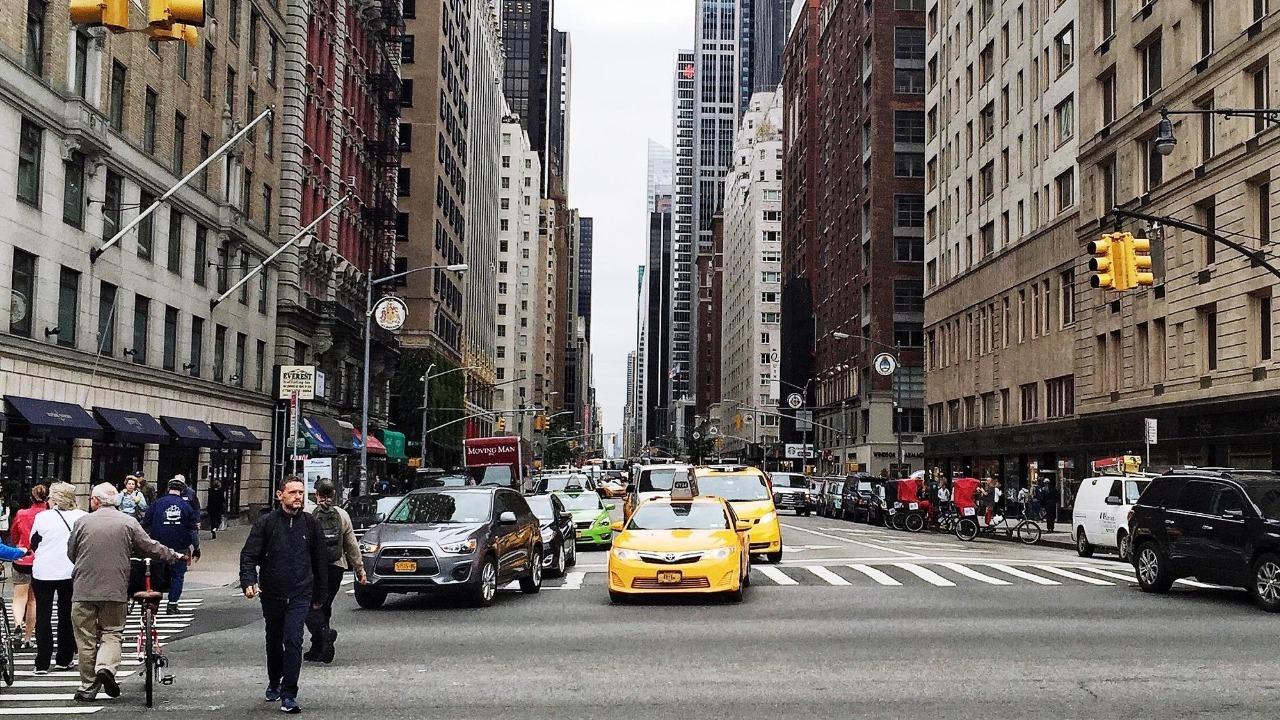 City street with buildings in background