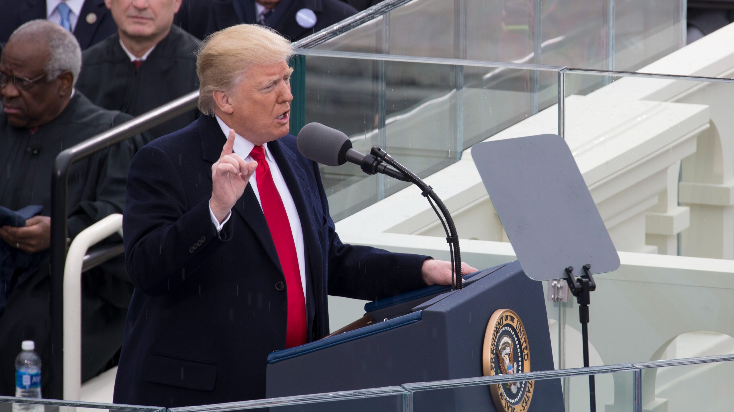 Donald Trump delivering inauguration speech 2017