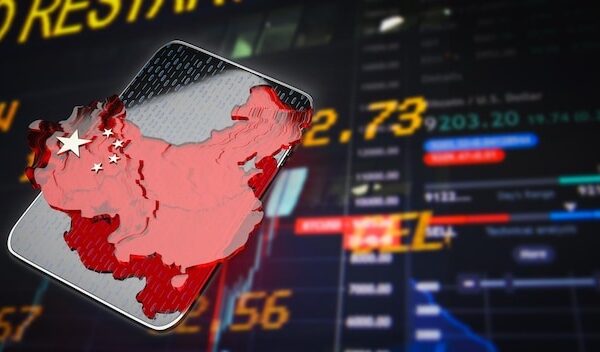 The Chinese map on tablet for business concept 3d rendering