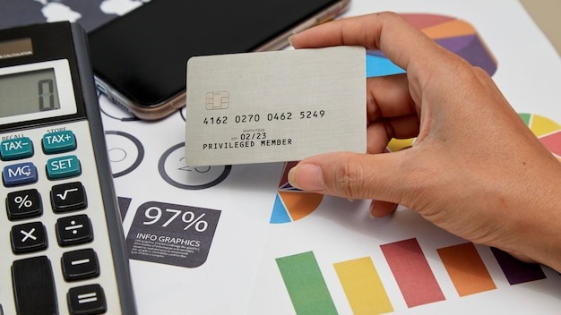 Woman hand holding credit card