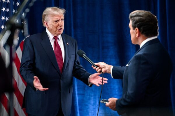 P20251105MR-1645 President Donald Trump participates in an interview with Fox News’ Bret Baier in the Chapel Room of the Kaseya Center