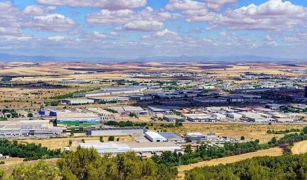 Aerial view of the industrial area of the city of Alcala de Henares in Madrid