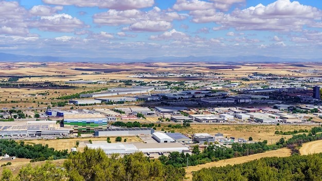 Aerial view of the industrial area of the city of Alcala de Henares in Madrid