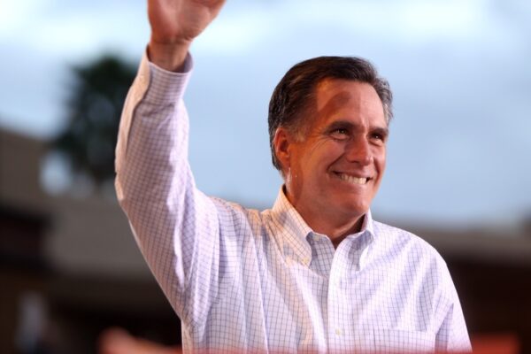 Mitt Romney waving close up