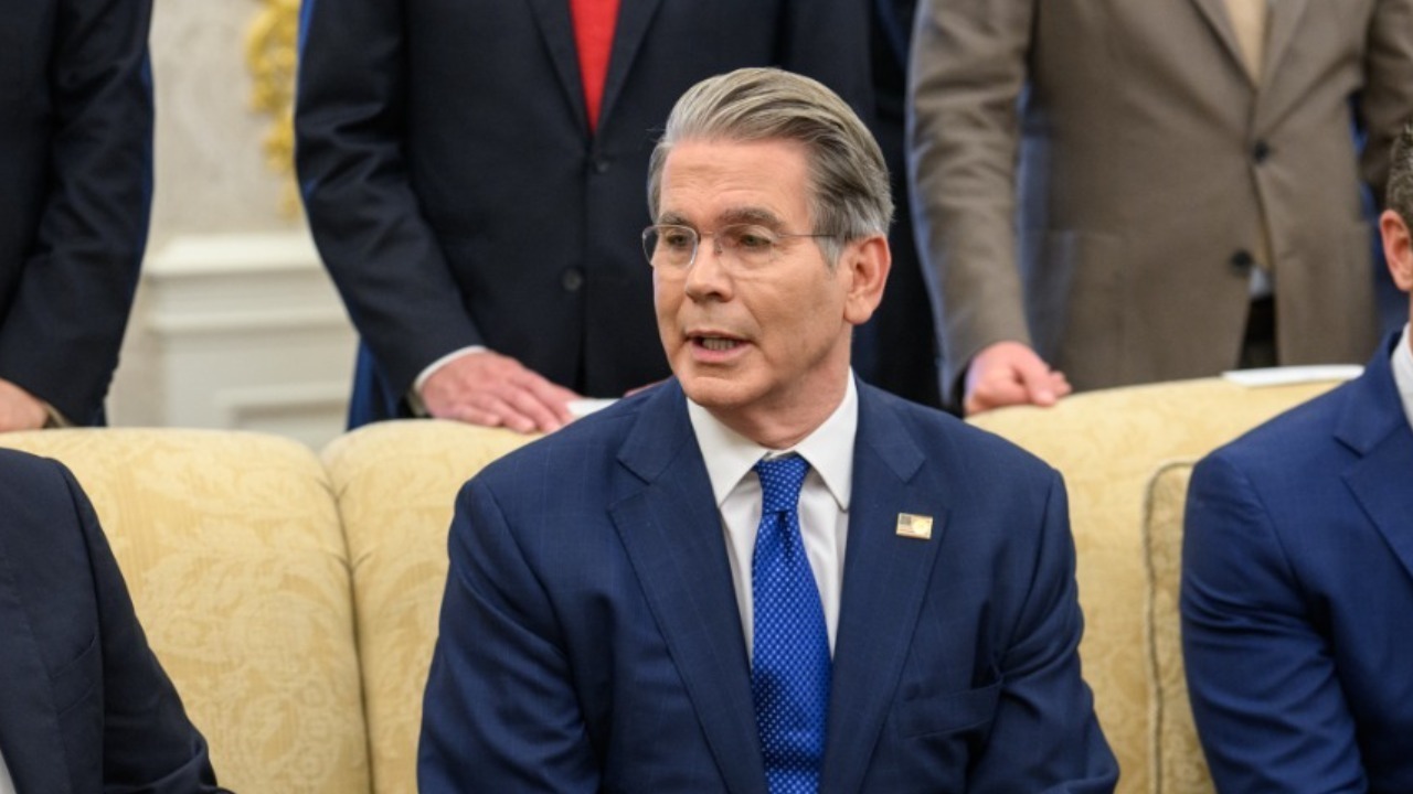 Secretary of the Treasury Scott Bessent speaks to President Donald Trump during a bilateral meeting with President Ferdinand Marcos Jr. of the Philippines (54676831951)