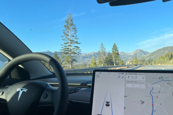Tesla Autopilot engaged on I