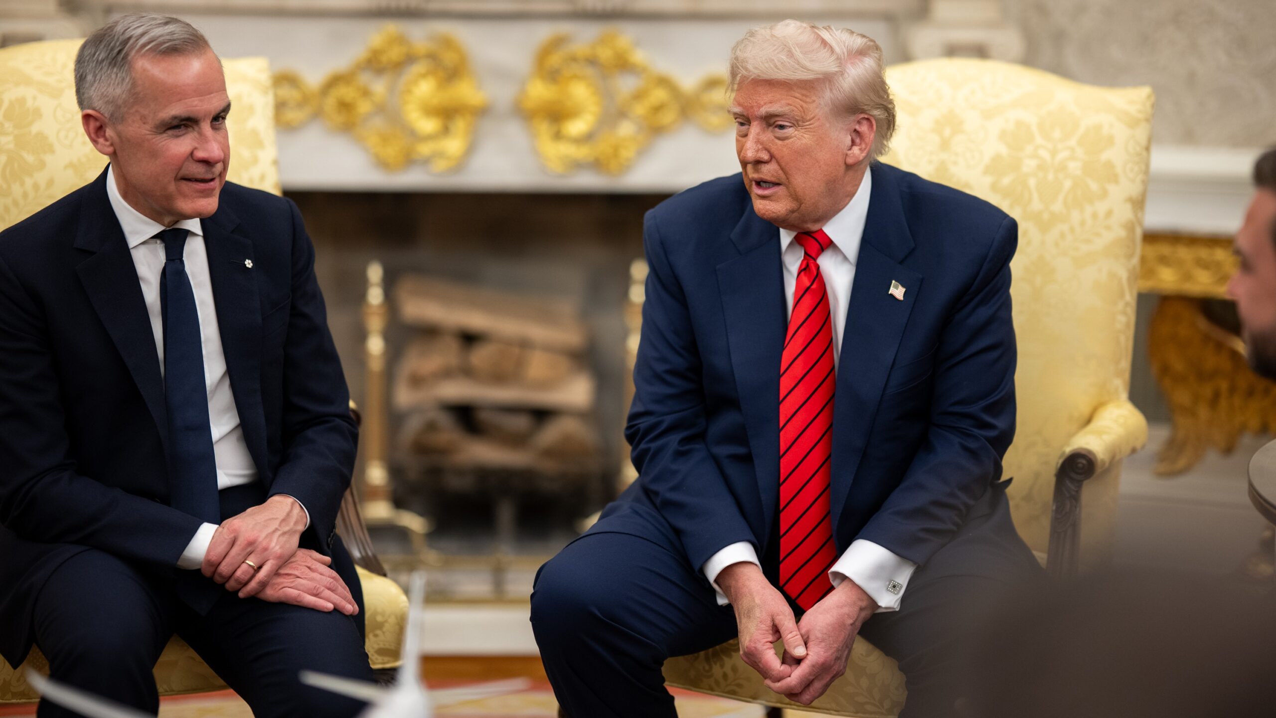 President Donald Trump meets with Canadian Prime Minister Mark Carney in the Oval Office (54502028291)