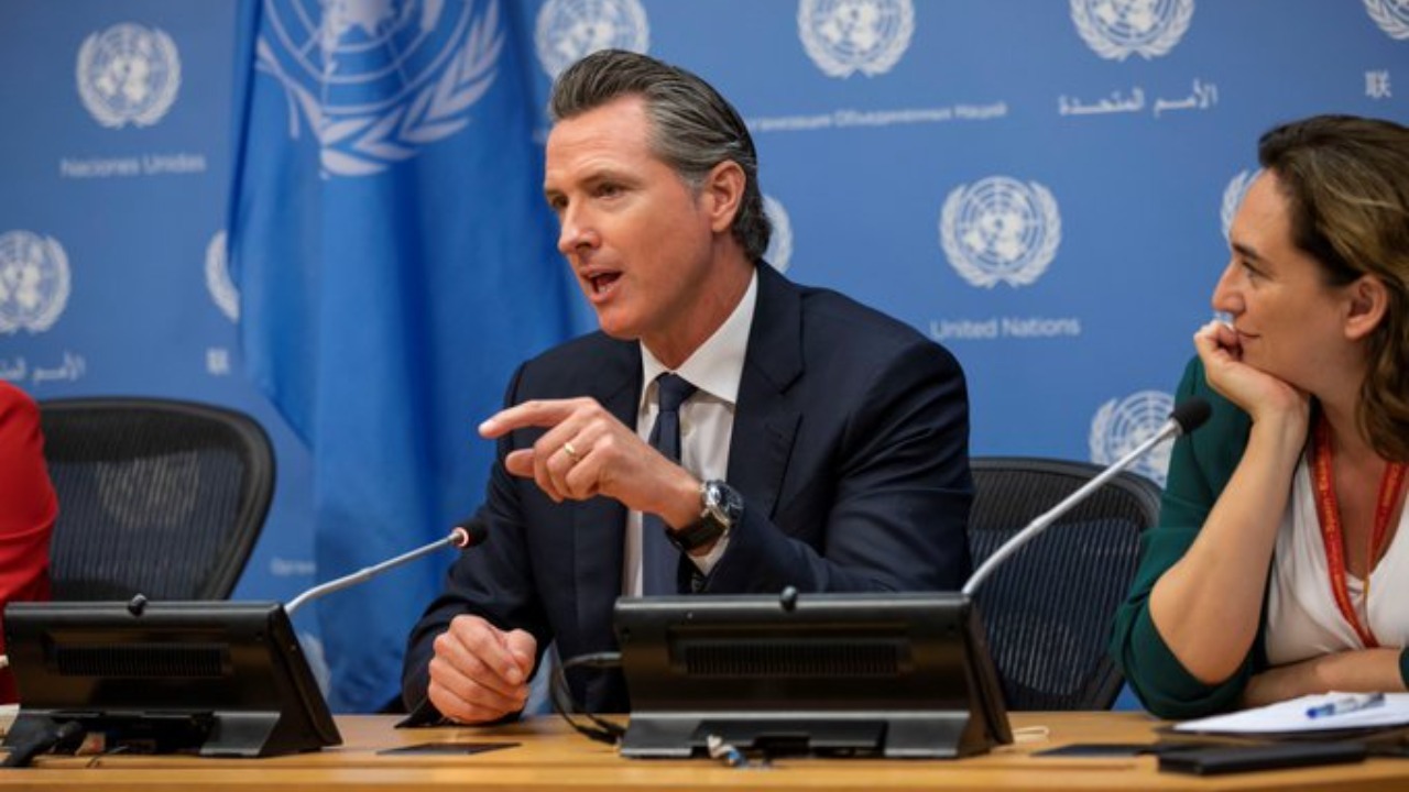 Gavin Newsom speaking at Climate Week NYC