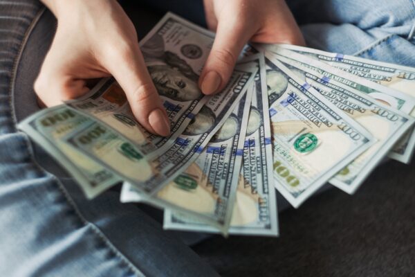 fan of 100 U.S. dollar banknotes