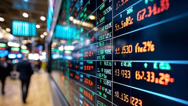 a display of electronic scoreboard with the word bank on it