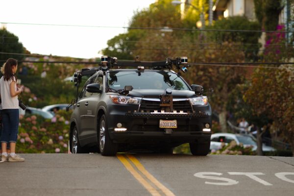 Zoox autonomous prototype vehicle on Lombard St San Francisco dllu