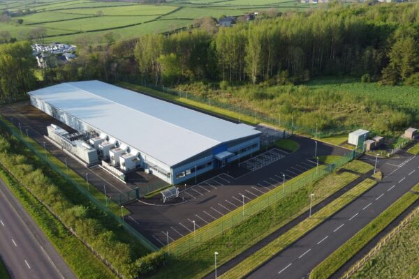 an aerial view of a large industrial building