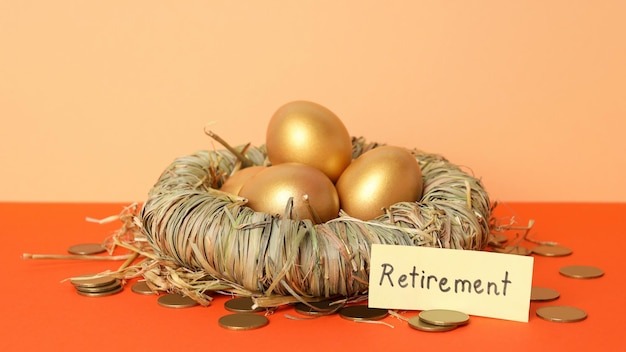 Concept of wealth and retirement golden eggs