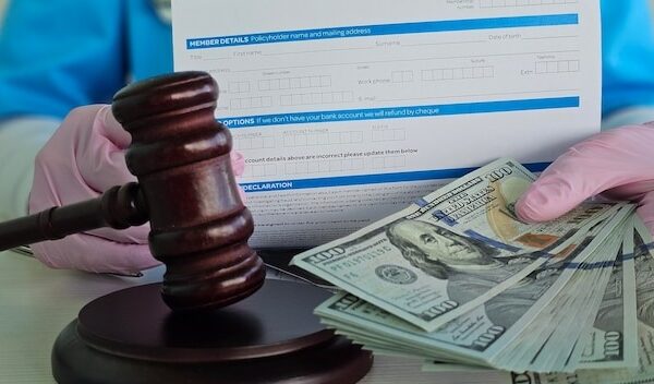 Importance of travel insurance highlighted with legal elements and money presented