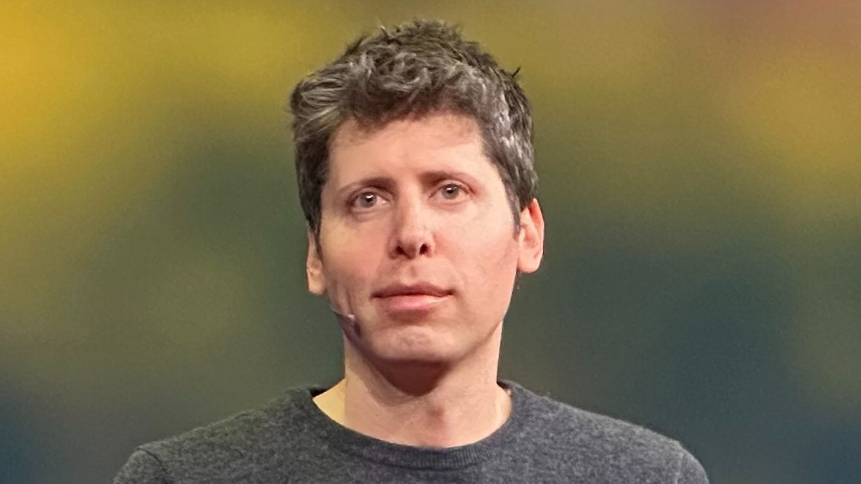 Sam Altman speaking at TED (cropped)