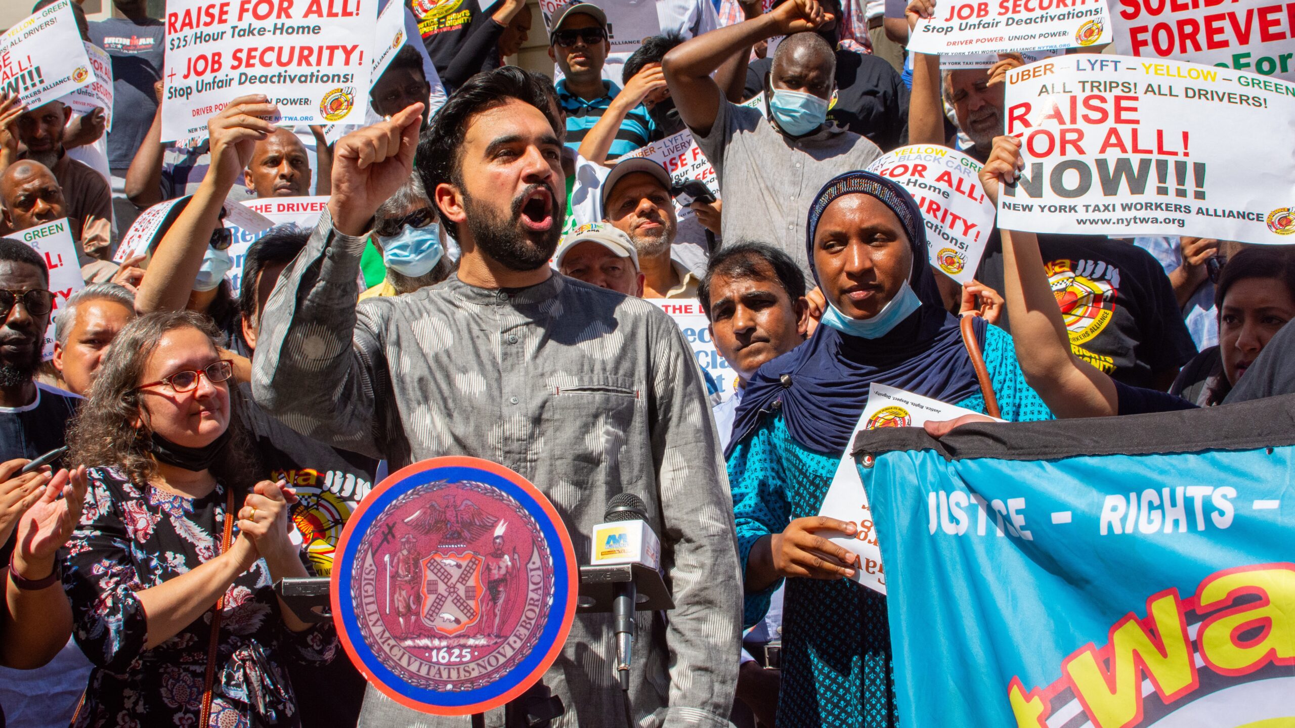 NYS Assemblymember Mamdani @ NYTWA Rally @ City Hall 7