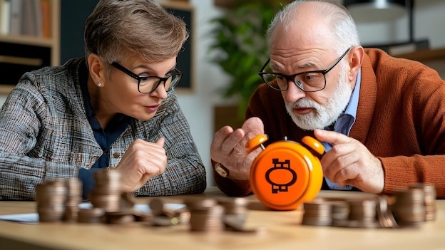 Financial Advisor Explaining Investment Benefits to Client with Data Analysis