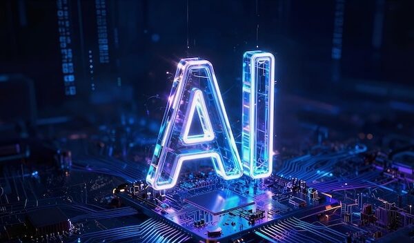 Ai text on circuit board representing artificial intelligence