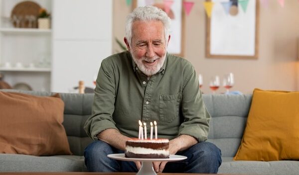 Senior man celebrating his birthday