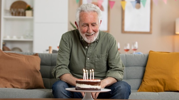 Senior man celebrating his birthday
