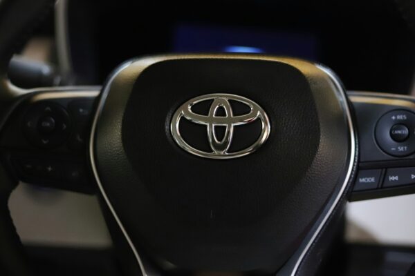 a close up of a steering wheel of a car