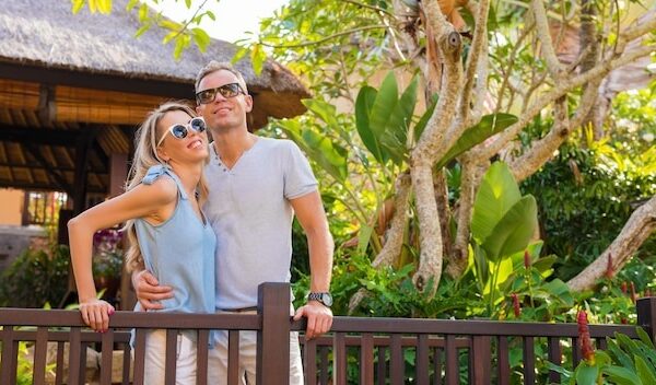 Couple on vacation in tropical resort