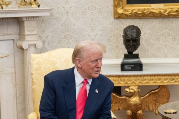 President Donald Trump and Vice President JD Vance with Taoiseach Micheál Martin