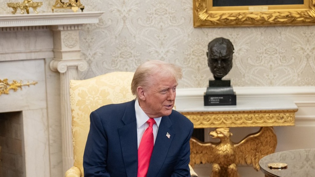 President Donald Trump and Vice President JD Vance with Taoiseach Micheál Martin