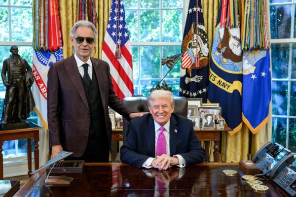 President Donald Trump with Andrea Bocelli