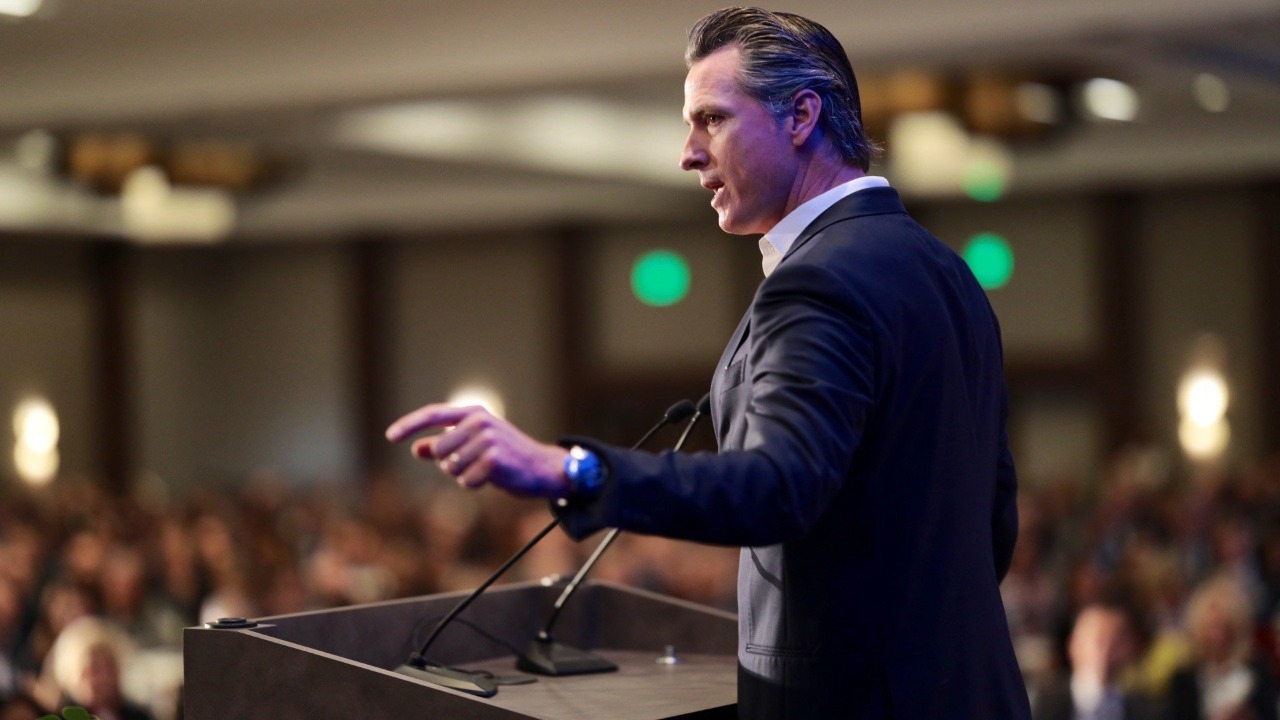 Gavin Newsom speaking at the California Economic Summit
