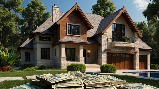 Realistic money with house