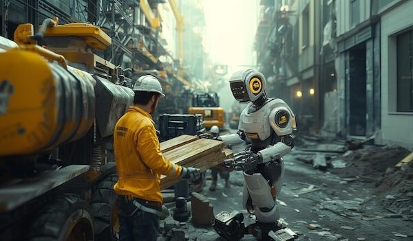 Android Robots Assisting in Construction with Wooden Beams