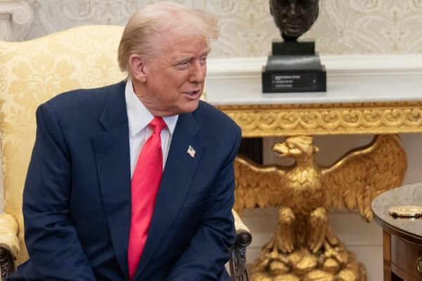 President Donald Trump and Vice President JD Vance with Taoiseach Micheál Martin