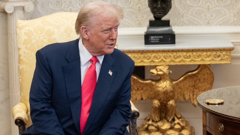 President Donald Trump and Vice President JD Vance with Taoiseach Micheál Martin