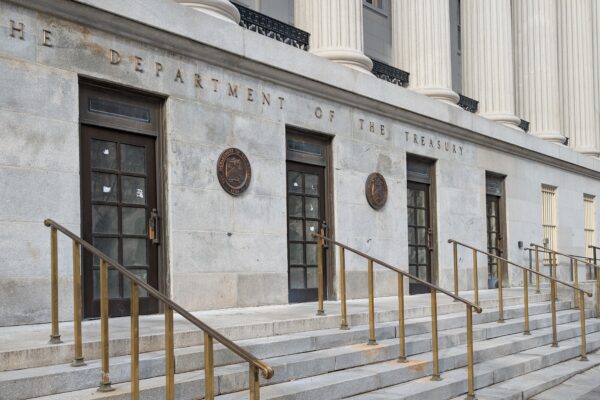 Department of the Treasury sign Washington DC 2025