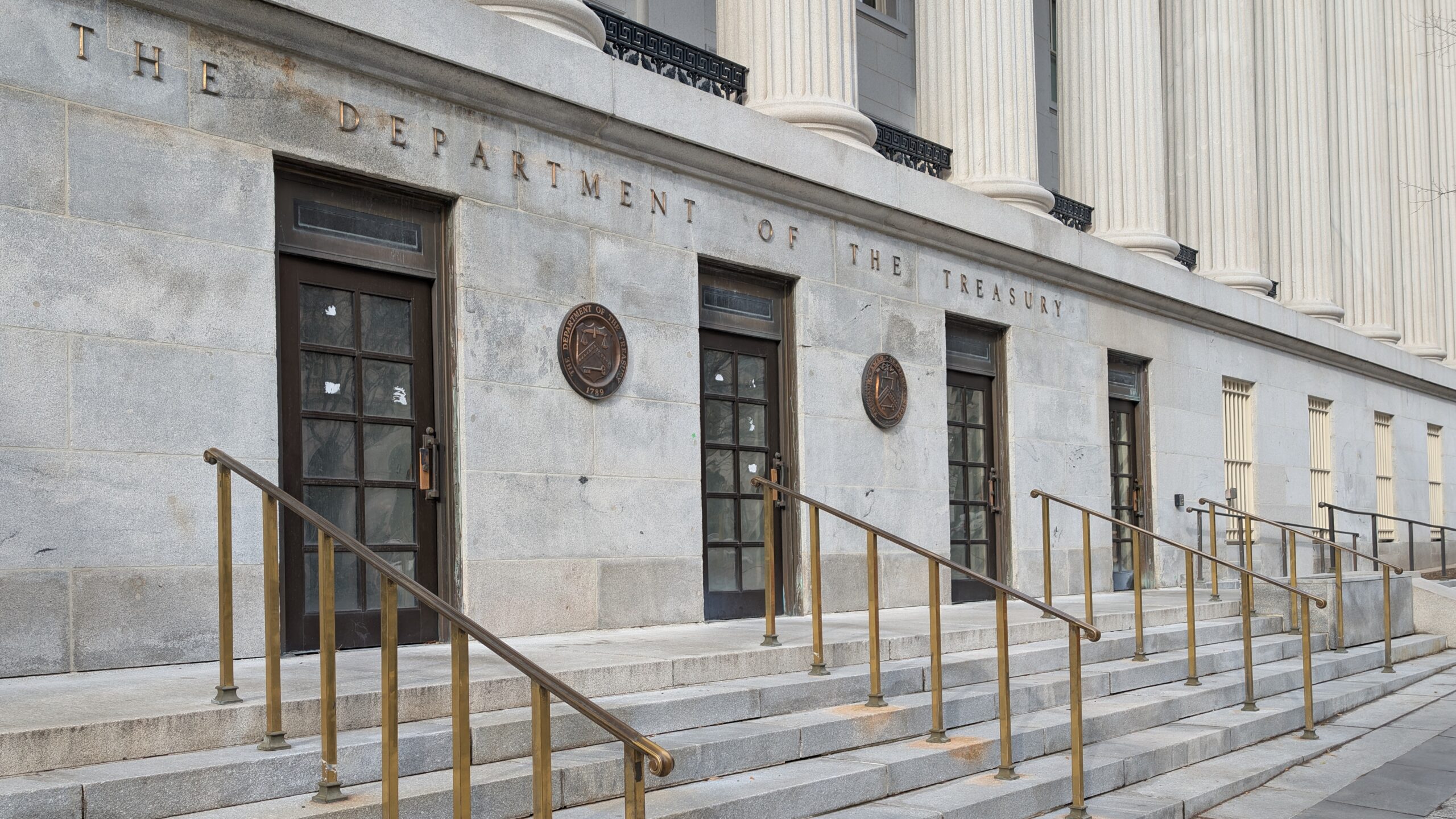 Department of the Treasury sign Washington DC 2025