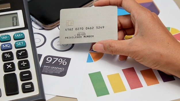 Woman hand holding credit card