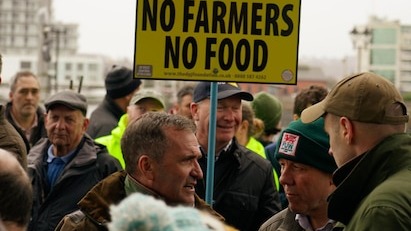 Welsh farmers demonstrate at Senedd Cardiff Wales 28th February 2024
