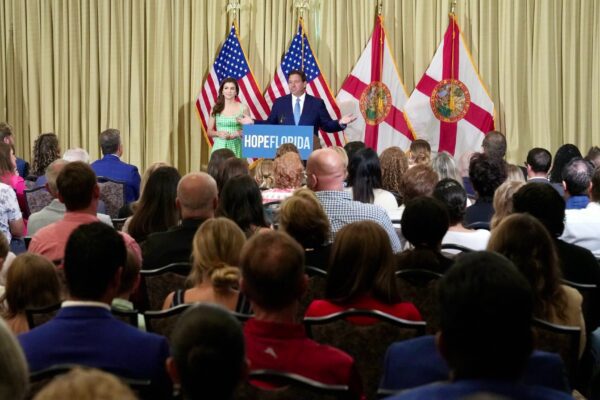 Governor Ron DeSantis and First Lady Casey DeSantis at a Hope Florida conference
