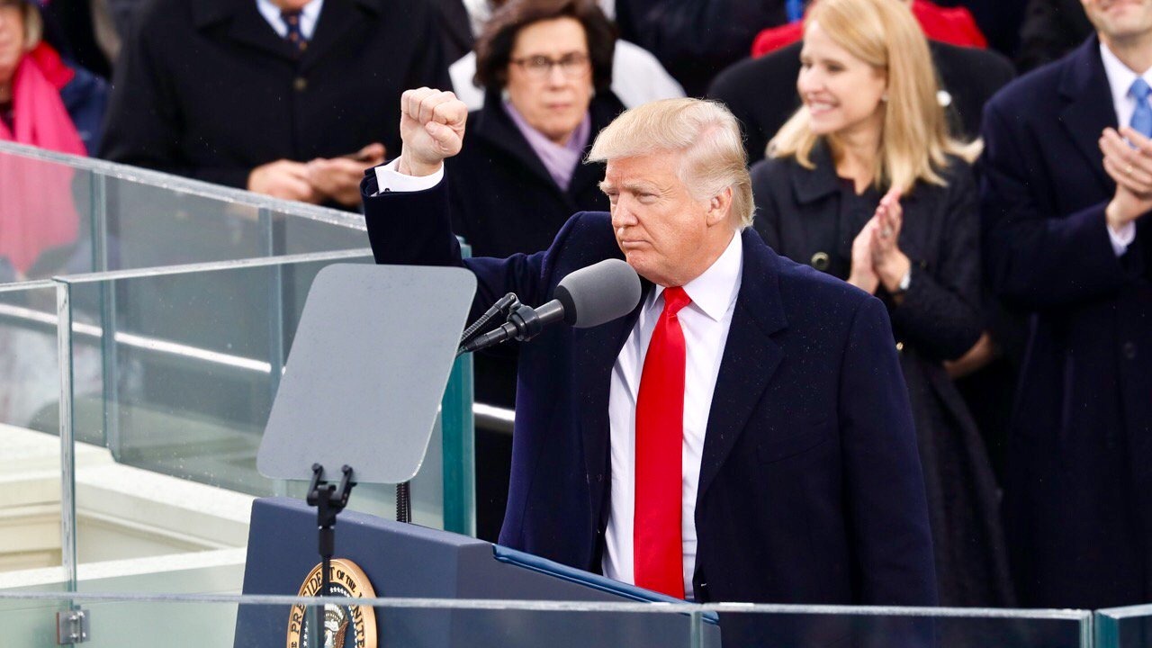 Donald Trump speaks at the inauguration