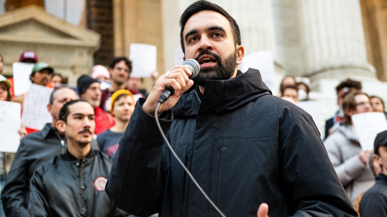 Zohran Mamdani at the Resist Fascism Rally in Bryant Park on Oct 27th 2024