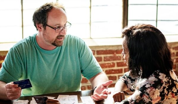 Couple talking about their finance issues