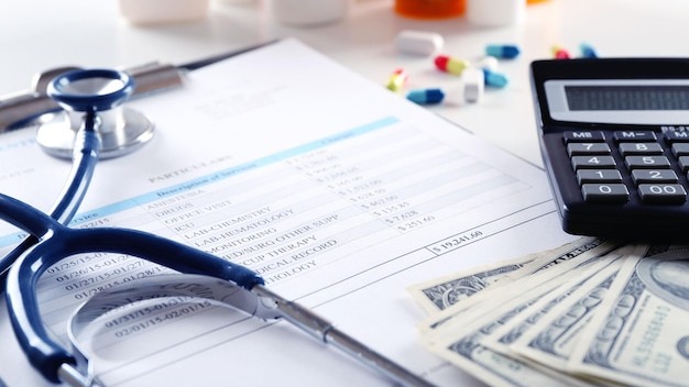 Doctor workplace close up