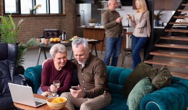 Senior friends having a wonderful time together