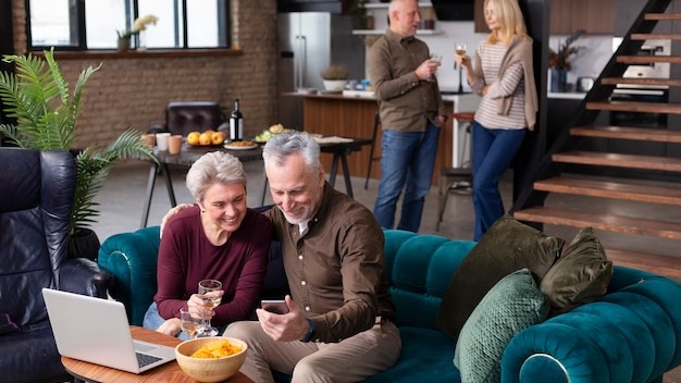 Senior friends having a wonderful time together