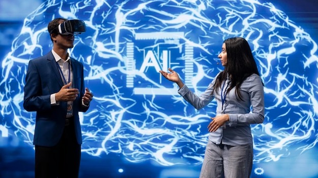 Programmer using virtual reality gear to build AI machine learning algorithms